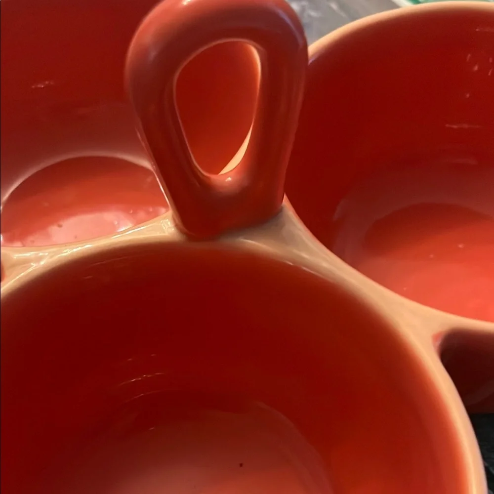 Crate&Barrel Orange Triple Bowl Serveware